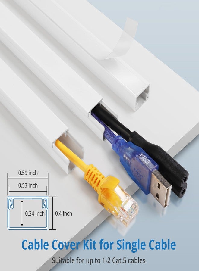 ZhiYo One-Cord Hider Kit, 126in (8 x L15.7in) Cable Covers for Wires on Wall, Mini Wire Hider for Wall Mounted TV, Beige Cable Raceway, Paintable Cord Cover Cable Management for Home Office, W0.6in x H0.4in - Image 2